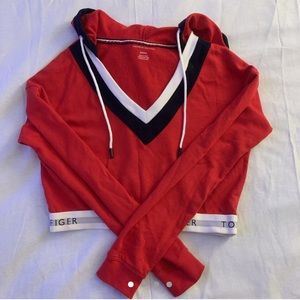 Tommy Hilfiger cropped red hoodie